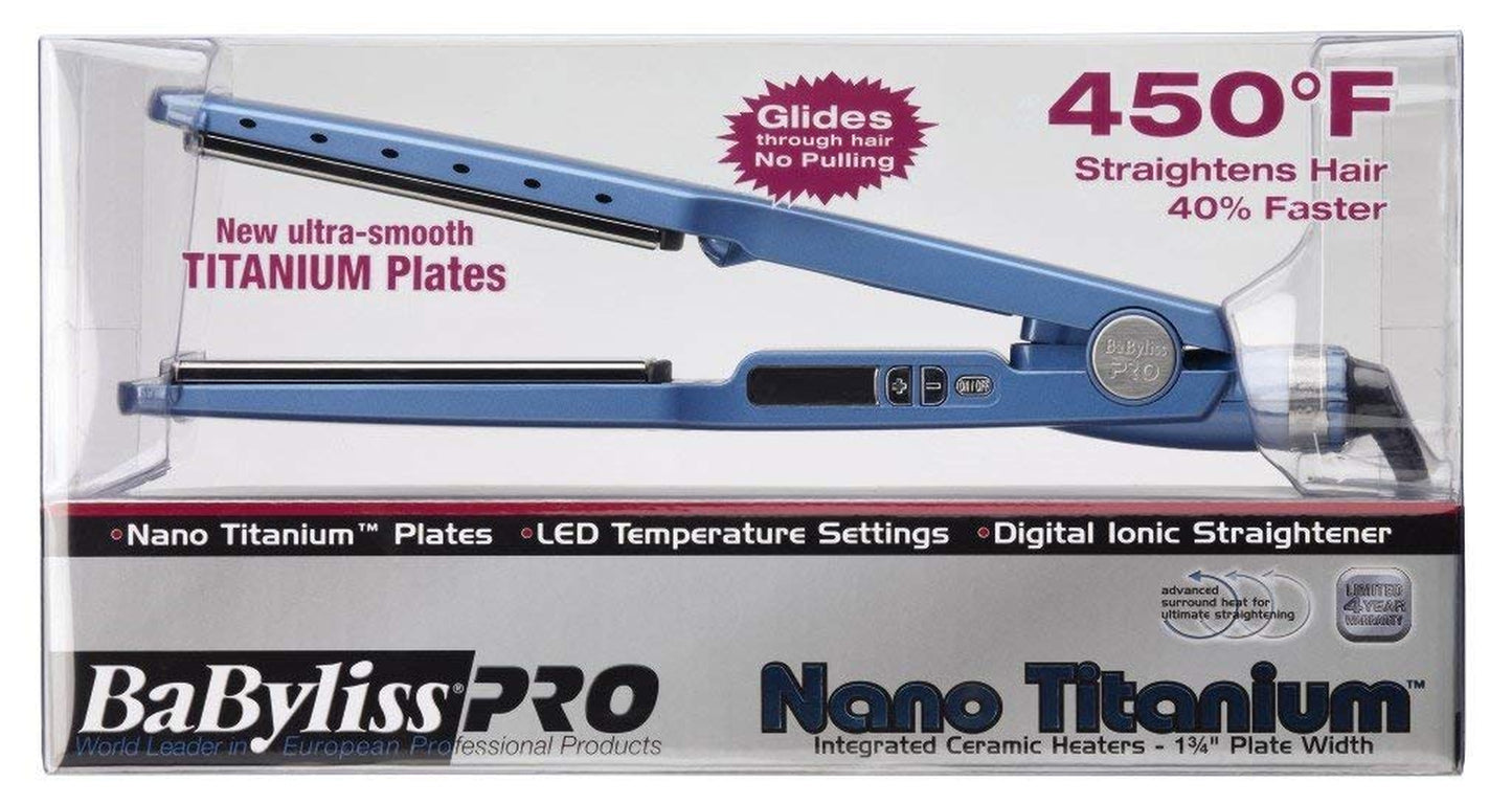 Babylisspro Nano Titanium Ionic Hair Straightener, Professional Flat Iron for All Hair Types