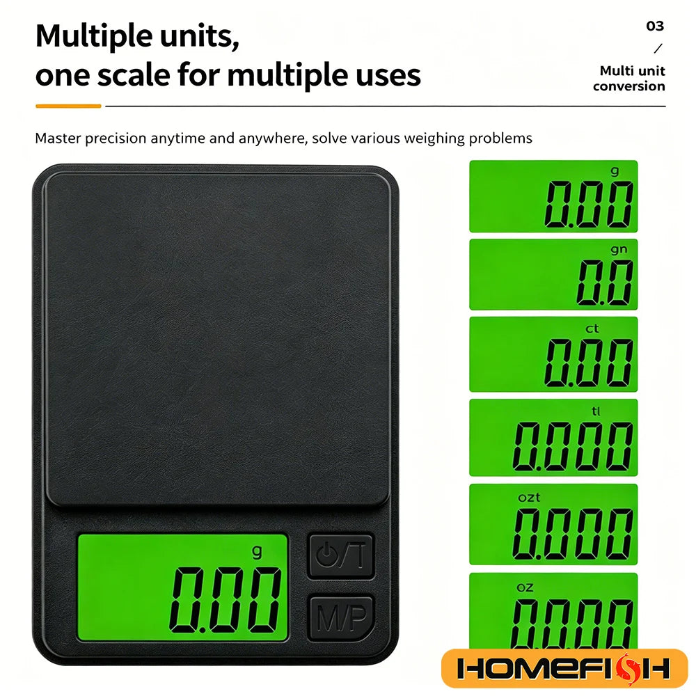 0.01G High Precision Digital Jewelry Scale Portable Mini Electronic Scale for Gold Silver Coin Herb Food Kitchen Weighing